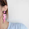 Fashion Punk Style Acrylic Earrings For Women With Pink Lightning Love Design