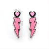 Fashion Punk Style Acrylic Earrings For Women With Pink Lightning Love Design