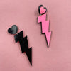 Fashion Punk Style Acrylic Earrings For Women With Pink Lightning Love Design