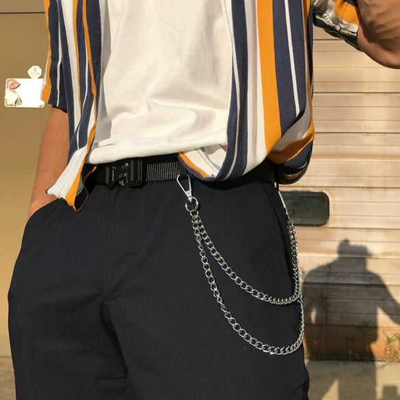 Fashion Punk Style Hiphop Men's Jeans Pants Chain Waist Chain