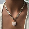 Fashion Punk Style New Pearl Heart-Shape Necklace For Women Bold Water Wave Clavicle Chain Simple Necklaces Gooddiy