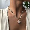 Fashion Punk Style New Pearl Heart-Shape Necklace For Women Bold Water Wave Clavicle Chain Simple Necklaces Gooddiy