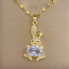 Fashion Rabbit Titanium Steel Copper Inlay Rhinestones Pendant Necklace