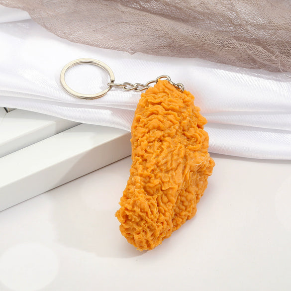 Fashion Resin Chicken Wing And Chicken Leg Keychain Pendant Novelty Food Shape Plastic Charm Accessory