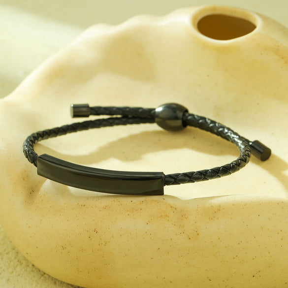 Fashion Retro Allmatch Oil Wax Braided Rope Titanium Steel Stainless Steel 18K Electroplated Women's Bracelet