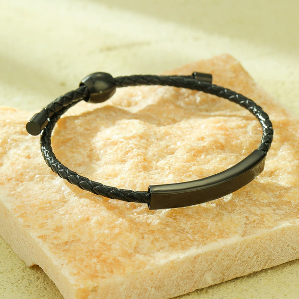 Fashion Retro Allmatch Oil Wax Braided Rope Titanium Steel Stainless Steel 18K Electroplated Women's Bracelet