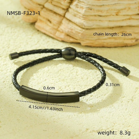Fashion Retro Allmatch Oil Wax Braided Rope Titanium Steel Stainless Steel 18K Electroplated Women's Bracelet