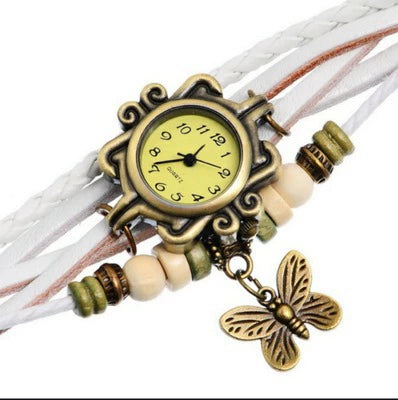 Fashion Retro Butterfly Pendant Bracelet Watch Stainless Steel