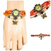 Fashion Retro Butterfly Pendant Bracelet Watch Stainless Steel
