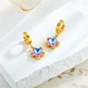 Fashion Retro Colorful Purple Rhinestone Butterfly Titanium Steel Gold Plated Pendant Accessories Earrings
