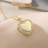 Fashion Retro Copper Plated Zircon Heart Photo Clip Pendant Necklace Geometric Style