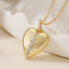 Fashion Retro Copper Plated Zircon Heart Photo Clip Pendant Necklace Geometric Style