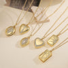 Fashion Retro Copper Plated Zircon Heart Photo Clip Pendant Necklace Geometric Style