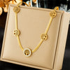 Fashion Retro Diamond Hollow Round Tree Of Life Titanium Steel Jewelry Necklace With Gold Plated Electroplating And Snake Bone Chain For Women