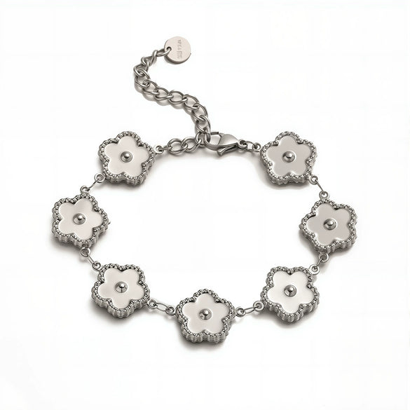 Fashion Retro Flower Stainless Steel Women's Bracelet With Electroplating