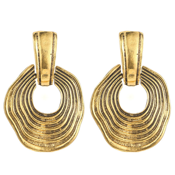 Fashion Retro Geometric Alloy Alloy Electroplated Women's Ring And Exaggerated Earrings
