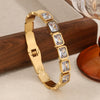 Fashion Retro Geometric Diamond Bracelet Stackable Stainless Steel Jewelry Electroplated Vintage Style