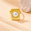 Fashion Retro Geometric Stainless Steel Goldplated Ring For Women