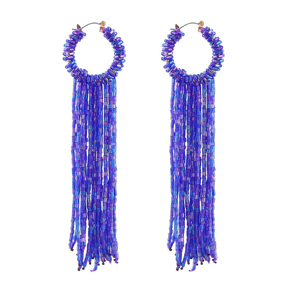 Fashion Retro Glass Tube Woven Long Tassel Geometric Women's Earrings