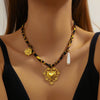 Fashion Retro Goldplated Stainless Steel Heartshaped Pendant Necklace