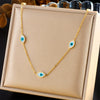 Fashion Retro Goldplated Stainless Steel Jewelry Set With Blue Eye Design Necklace And Earrings