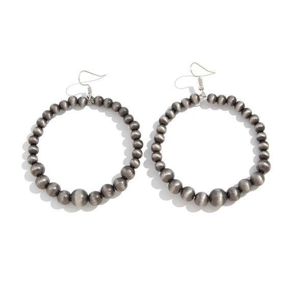 Fashion Retro Handmade Imitation Turquoise Geometric Circle Earrings For Women Stainless Steel Ear Needle Ccb Material