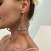 Fashion Retro Handmade Imitation Turquoise Geometric Circle Earrings For Women Stainless Steel Ear Needle Ccb Material