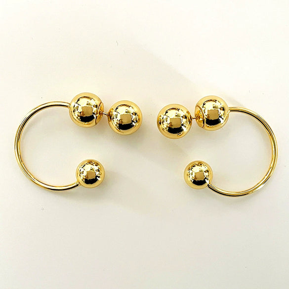 Fashion Retro Heart Copper Earrings With Silver Pin Electroplated Simple Statement Earrings