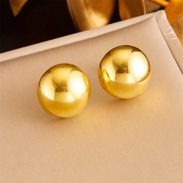 Fashion Retro Highend Stainless Steel Semicircle Earrings Necklaces Set With Goldplated Treatment