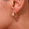 Fashion Retro Highend Women's Stainless Steel 18K Gold Plated Earrings With Geometric Pattern