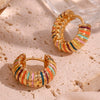 Fashion Retro Highend Women's Stainless Steel 18K Gold Plated Earrings With Geometric Pattern