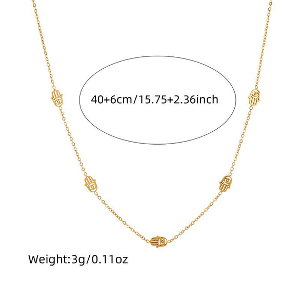 Fashion Retro Hollow Palm Stainless Steel Chain Earrings Necklace Twopiece Set With Electroplating