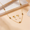 Fashion Retro Hollow Palm Stainless Steel Chain Earrings Necklace Twopiece Set With Electroplating