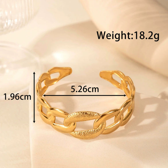 Fashion Retro Hollow Star Snake Shaped Titanium Steel Opening Adjustable Bracelet With Electroplating