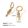 Fashion Retro Jewelry 316L Stainless Steel Electroplated 18K Gold Small Fish Shape Ear Buckle For Women