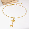 Fashion Retro Long Tassel Moon Pendant Stainless Steel Fanshaped Women's Chain Necklace With Electroplating Treatment