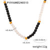 Fashion Retro Luxury Titanium Steel Gold Plated Agate Handmade Beaded Necklace With Geometric Pattern For Women