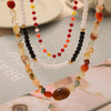 Fashion Retro Luxury Titanium Steel Gold Plated Agate Handmade Beaded Necklace With Geometric Pattern For Women