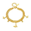 Fashion Retro Metal Hollow Butterfly Diamond Pendant Titanium Steel Double Layer Chain Bracelet For Women With Electroplating