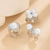 Fashion Retro Metal Imitation Pearl Geometric Style Ring Set With Electroplating And Button Joint