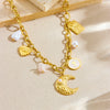 Fashion Retro Multielement Pendant Goldplated Stainless Steel Star Pattern Chain Women's Necklace