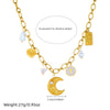 Fashion Retro Multielement Pendant Goldplated Stainless Steel Star Pattern Chain Women's Necklace