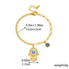 Fashion Retro Oil Dripping Devil Eye Crochet Palm Pendant Stainless Steel Bracelet Electroplated