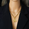 Fashion Retro Ot Buckle Side Chain Flower Pendant Stainless Steel Jewelry Necklace Gold Plated