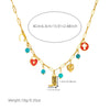 Fashion Retro Pendant Chain Necklace Stainless Steel With Red Oil Dropping Round Hollow Cross Love Lock Leaf And Heart Shapes Electroplating