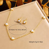 Fashion Retro Round Pearl Stainless Steel Jewelry Set With Electroplating Bracelet Earrings Necklace Accessories