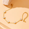 Fashion Retro Round Pearl Stainless Steel Jewelry Set With Electroplating Bracelet Earrings Necklace Accessories