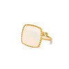 Fashion Retro Set White Fritillary Opening Ring In Geometric Style Stainless Steel With 18K Furnace Vacuum Plating Unisex