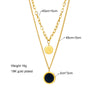 Fashion Retro Simple Double Layer Stacked Titanium Steel Geometric Roman Round Pendant Necklace For Women With Electroplating