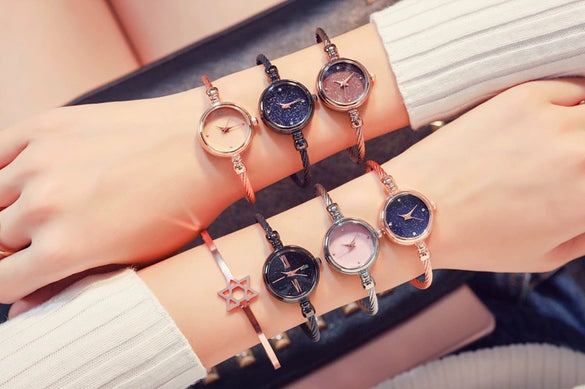 Fashion Retro Small Fresh Female Bracelet Watch Alloy Case Stainless Steel Strap Round Dial